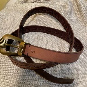NEW FRYE Brown Leather Belt L Never Worn